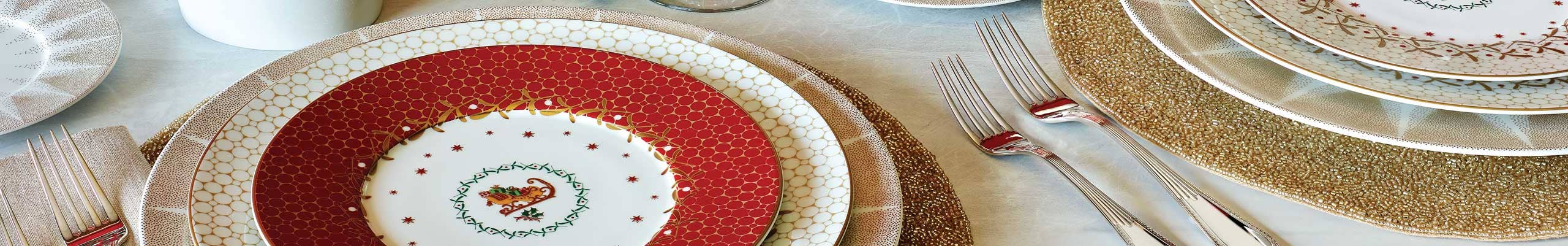 Bernardaud Noel Dinnerware set for a Christmas holiday table
