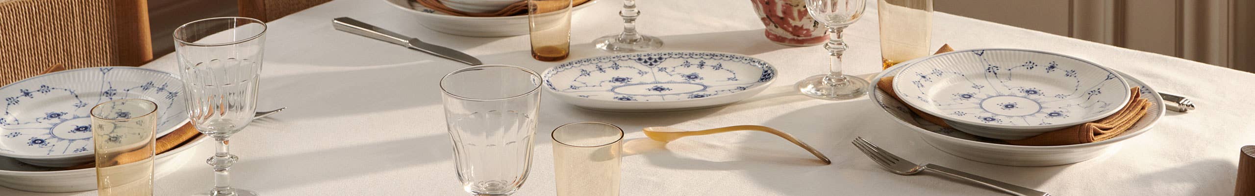 Royal Copenhagen's Blue Fluted Plain Dinnerware table setting